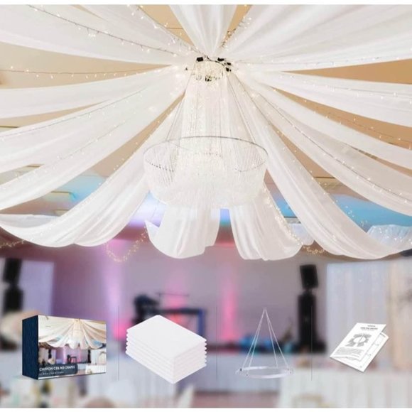 Other - 6 Panel Hanging Ceiling White Drapes Curtains Kit 5 Feet X 10 Feet Wedding Party
